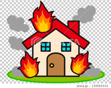 火事で燃える家のイラスト素材 139565433