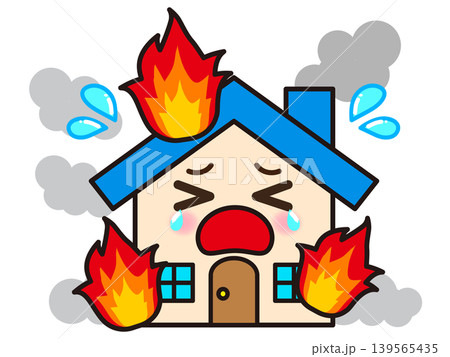 火事で燃える家のイラスト素材3 火事で燃える家のイラスト素材3 139565435