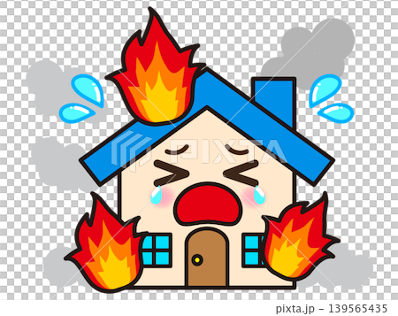 火事で燃える家のイラスト素材3 火事で燃える家のイラスト素材3 139565435