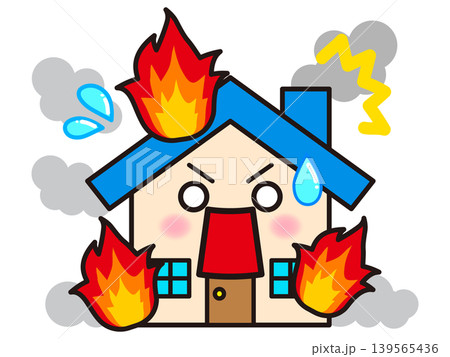 火事で燃える家のイラスト素材4 139565436