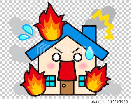 火事で燃える家のイラスト素材4 139565436