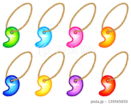 勾玉のペンダントのイラスト素材セット2 139565650