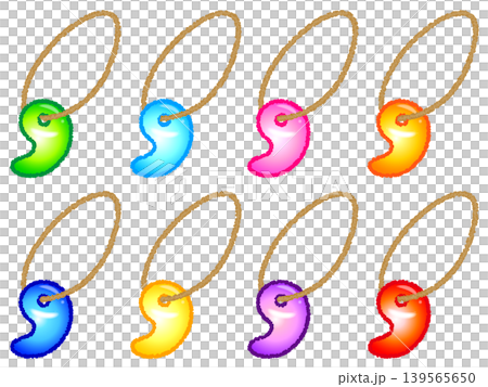 勾玉のペンダントのイラスト素材セット2 139565650