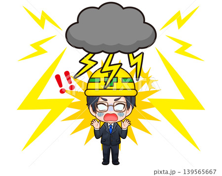 雷で感電するサラリーマンのイラスト素材 雷で感電するサラリーマンのイラスト素材 139565667