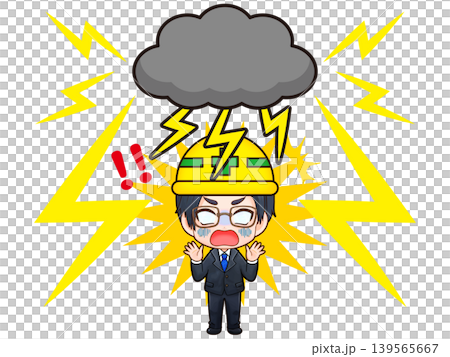 雷で感電するサラリーマンのイラスト素材 雷で感電するサラリーマンのイラスト素材 139565667