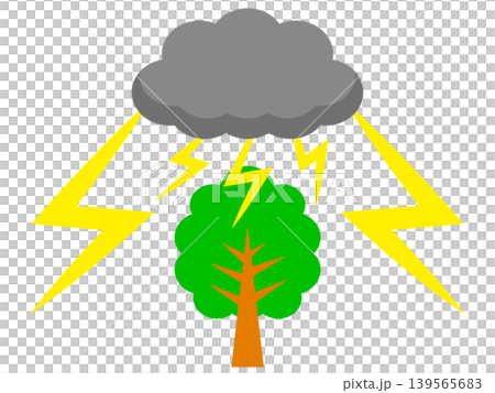 Illustration of a tree struck by lightning (2) Illustration of a tree struck by lightning (2) 139565683