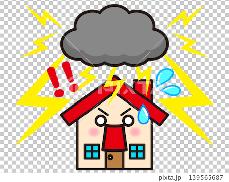 Illustration of a house struck by lightning (3) 139565687