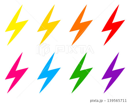 雷マークのイラスト素材セット 雷マークのイラスト素材セット 139565711