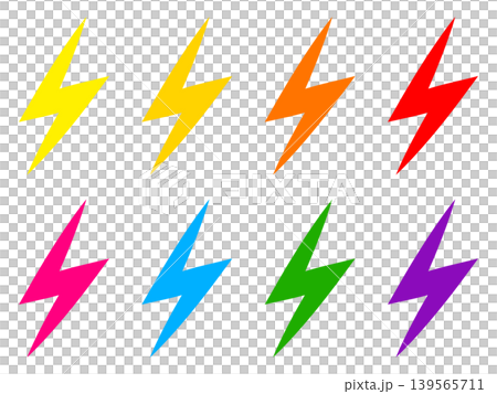 雷マークのイラスト素材セット 雷マークのイラスト素材セット 139565711