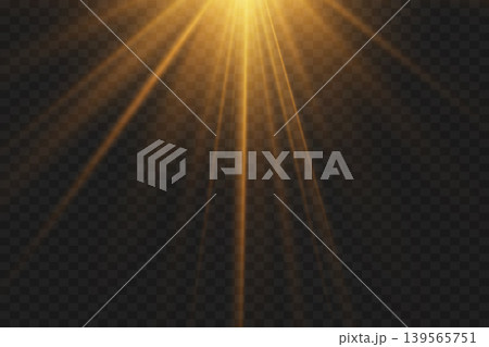 Golden light rays shining down, bright abstract sunbeam effect overlay Golden light rays shining down, bright abstract sunbeam effect overlay 139565751