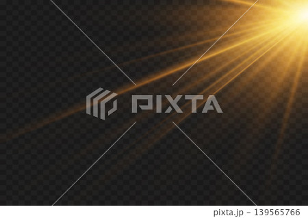 Golden light rays shining and emitting a bright optical flare effect Golden light rays shining and emitting a bright optical flare effect 139565766