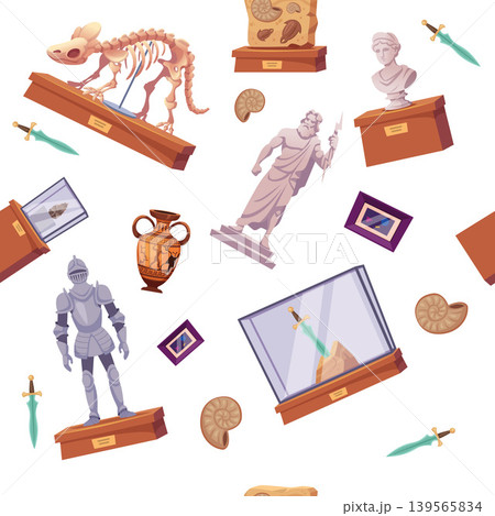 Museum pattern. seamless background with museum exhibits Museum pattern. seamless background with museum exhibits 139565834