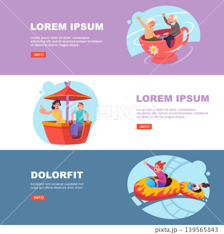 Amusement park. banners with people in amusement park. vector template Amusement park. banners with people in amusement park. vector template 139565843