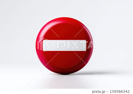 Red circle with white bar indicating no entry on a white background 139566342