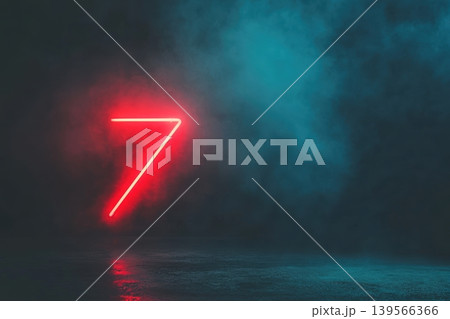 Red neon number seven glows on a dark and misty stage background Red neon number seven glows on a dark and misty stage background 139566366