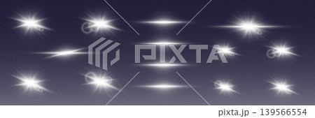 Realistic set of dazzling light effects achieving a magical glow and starburst design Realistic set of dazzling light effects achieving a magical glow and starburst design 139566554