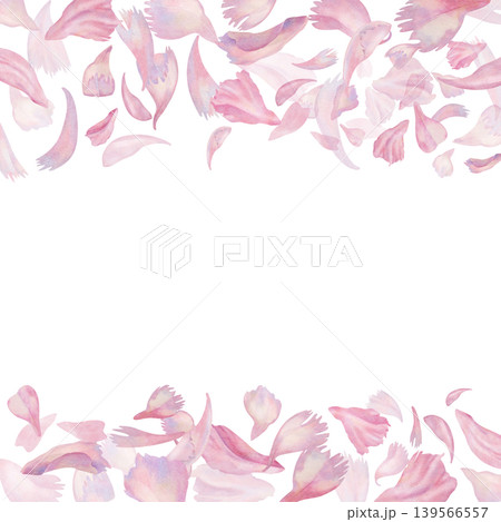 Watercolor frame of pink peony petals with top and bottom border. Romantic floral template for invitations, greeting cards, feminine branding, beauty packaging, banners, social media, printable decor Watercolor frame of pink peony petals with top and bottom border. Romantic floral template for invitations, greeting cards, feminine branding, beauty packaging, banners, social media, printable decor 139566557