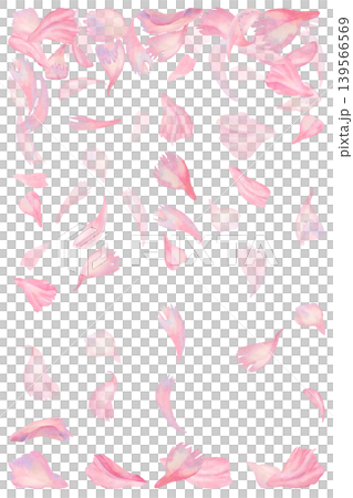 Watercolor pink peony petals falling around an open square space. Romantic floral frame with light transparent texture for beauty branding, greeting cards, feminine packaging, wedding templates 139566569