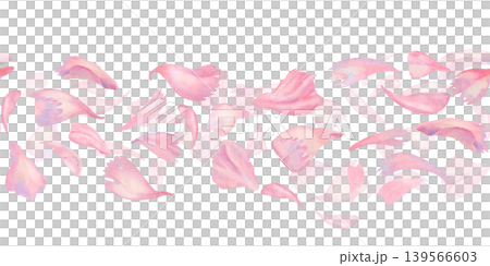 Seamless border of watercolor pink peony petals. Romantic floral arrangement perfect for invitations, banners, feminine branding, beauty packaging, greeting cards, and delicate stationery projects 139566603