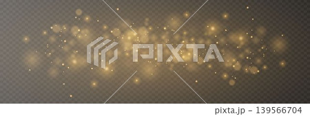 Golden sparkling light particles and bokeh creating a festive abstract overlay Golden sparkling light particles and bokeh creating a festive abstract overlay 139566704