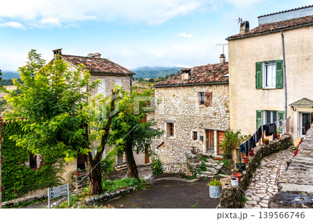 The narrow streets of the old village Trigance in Provence, France 139566746