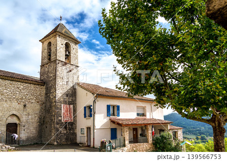 The narrow streets of the old village Trigance in Provence, France 139566753