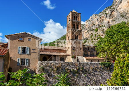 The church of Notre-Dame-de-l'Assomption in Moustiers-Sainte-Marie in the Provence in southeastern France The church of Notre-Dame-de-l'Assomption in Moustiers-Sainte-Marie in the Provence in southeastern France 139566781