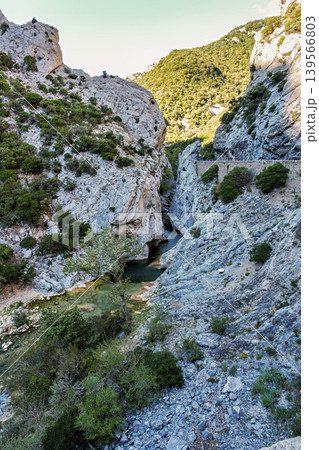 The amazing Gorges de Galamus, Galamus Gorge, Aude, Eastern Pyrenees - Languedoc Roussillon, France. The amazing Gorges de Galamus, Galamus Gorge, Aude, Eastern Pyrenees - Languedoc Roussillon, France. 139566803