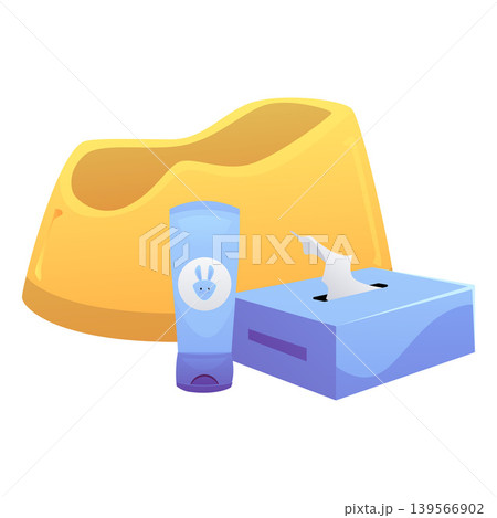 Baby hygiene products, potty, paper napkin pack, cream. Baby hygiene products, potty, paper napkin pack, cream. 139566902