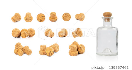 Wine Corks Isolated, Cork Stoppers Set, Cork Caps Wine Corks Isolated, Cork Stoppers Set, Cork Caps 139567461