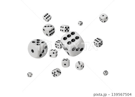 White game dice with black dots 139567504