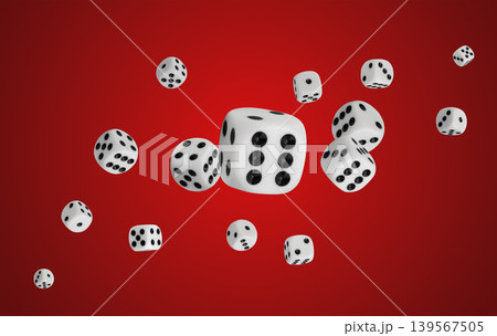 White game dice with black dots White game dice with black dots 139567505