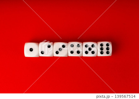 White game dice with black dots White game dice with black dots 139567514