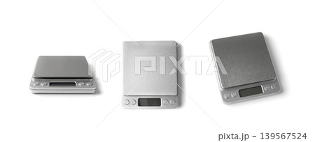Small empty electronic jewelry scales isolated on white Small empty electronic jewelry scales isolated on white 139567524