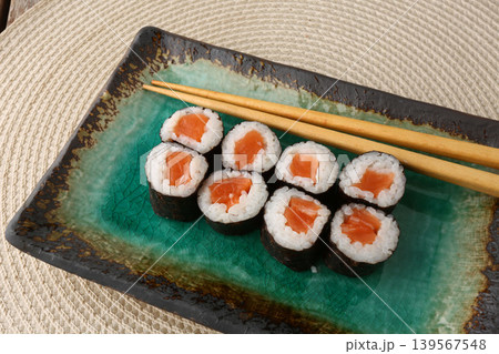 Assorted Sushi Platter Japanese Cuisine Close Up Assorted Sushi Platter Japanese Cuisine Close Up 139567548
