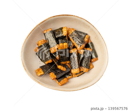 Senbei isolated, kaki no tane rice crackers, japanese crispy snack, sembei, okaki with wasabi, nori Senbei isolated, kaki no tane rice crackers, japanese crispy snack, sembei, okaki with wasabi, nori 139567576