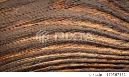Old wood textured background. Dark driftwood surface, burnt wood brushing, macro brown floor 139567581