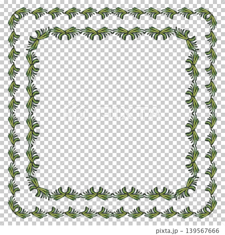 Square green frames with hand-drawn pine needle motifs in a botanical style. Watercolor frame template for holiday cards, labels, packaging, eco-friendly brands, craft stores, floristry, seasonal shop Square green frames with hand-drawn pine needle motifs in a botanical style. Watercolor frame template for holiday cards, labels, packaging, eco-friendly brands, craft stores, floristry, seasonal shop 139567666