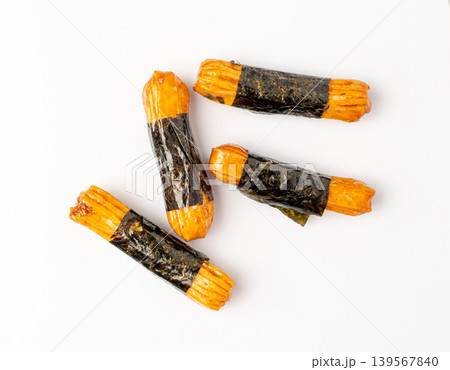 Senbei isolated, kaki no tane rice crackers, japanese crispy snack, sembei, okaki with wasabi, nori Senbei isolated, kaki no tane rice crackers, japanese crispy snack, sembei, okaki with wasabi, nori 139567840