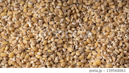 Pearl barley grains textured background Pearl barley grains textured background 139568061