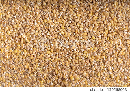 Pearl barley grains textured background Pearl barley grains textured background 139568068