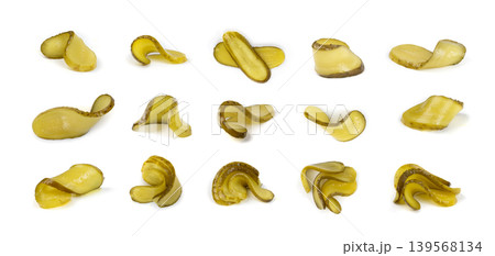 Pickled sliced cucumbers, fermented food, marinated canned vegetables, gherkins, pickles Pickled sliced cucumbers, fermented food, marinated canned vegetables, gherkins, pickles 139568134
