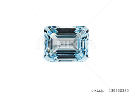 Aquamarine blue faceted scissors cut stone mineral macro photography on white isolated background Aquamarine blue faceted scissors cut stone mineral macro photography on white isolated background 139568380