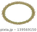 Watercolor rustic oval frame of hay, forming wreath. Natural organic texture with a soft vintage feel, ideal for Easter designs, branding, invitations, packaging, and seasonal stationery. 139569150