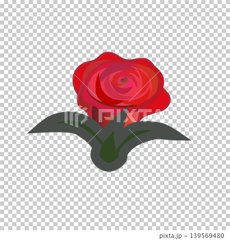 An illustration of a red rosebud beginning to bloom. 139569480