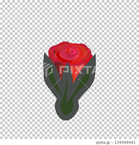 咲き始めた赤いバラの蕾のイラスト 139569481
