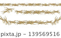 Seamless watercolor grass border set with natural hay and straw elements. Rustic organic horizontal frames with light airy texture, perfect for invitations, packaging, branding, textile design, and ec 139569516