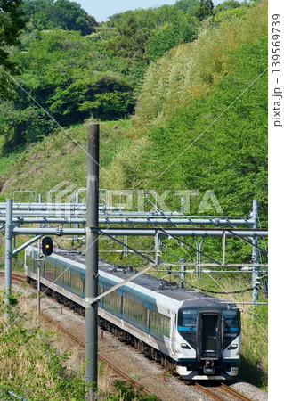 快晴の東海道本線を走るE257系 快晴の東海道本線を走るE257系 139569739