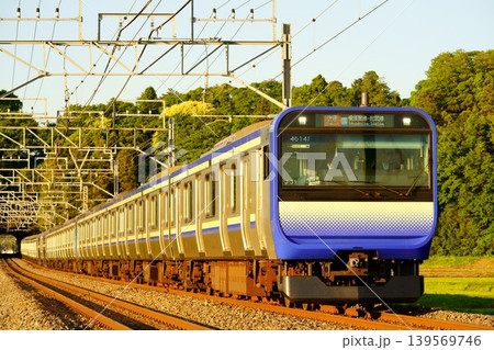 【E235系1000番台】西日に染まるE235系 成田・総武・横須賀線直通快速 139569746