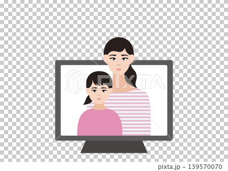 Vector illustration of a mother and her daughter having an online parenting consultation. Vector illustration of a mother and her daughter having an online parenting consultation. 139570070